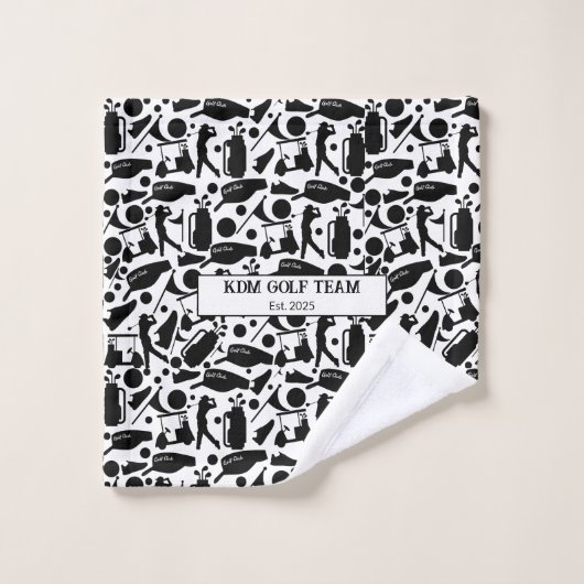 Golf Silhouette Motif Classic Noir & Blanc (Gant de toilette)
