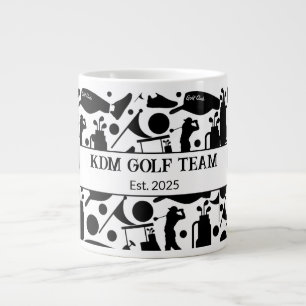 Golf Silhouette Patroon Classic Zwart & Wit Extra Grote Beker