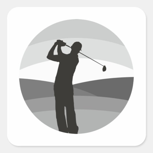 Golf Silhouette Vierkante Sticker (Voorkant)