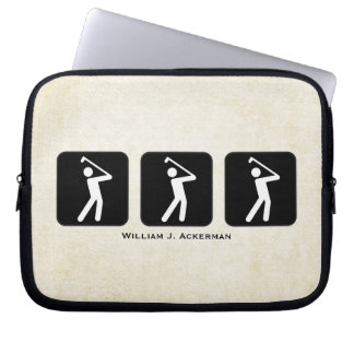 Golf Silhouetter - Aangepaste Golfer Laptop Sleeve