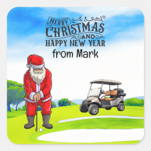 Golf Sinterklaas is golfen op Kerstmis Vierkante Sticker