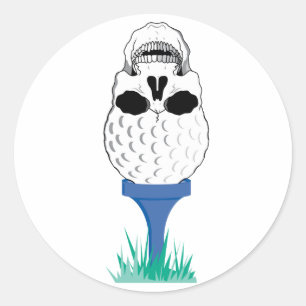 Golf Skull Ronde Sticker