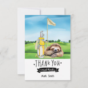 Golf Sloth Golfer op groen gras Bedankkaart