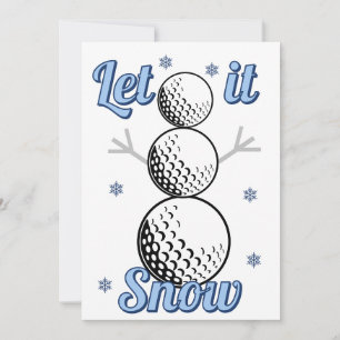 Golf Sneeuwman Laat het Sneeuwen Plat Kerstkaart