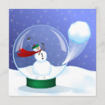 Golf Snowman Snow Globe Invitations<br><div class="desc">Invitations d'un bonhomme de neige Se dégourdir dans un globe de neige. La boule de neige a craqué à travers le globe et vole à travers le ciel des flocons de neige.</div>