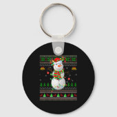 Golf Snowman Ugly Christmas Sweaters Golfing Golfe Sleutelhanger (Voorkant)