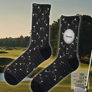 Golf Sokken in Zwart en Grijs, Vlaggen en Naam