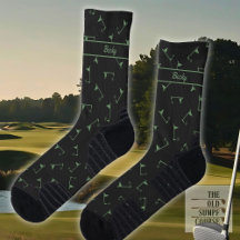 Golf Sokken in zwart en groen, Jouw naam toevoegen