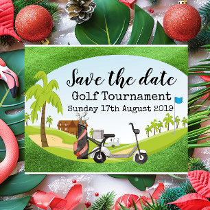 Golf Sparen de datum Golf Tournament met golf uitz Aankondigingskaart