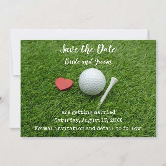 Golf Sparen de datum met golf en hartuitnodiging Kaart (Voorkant)