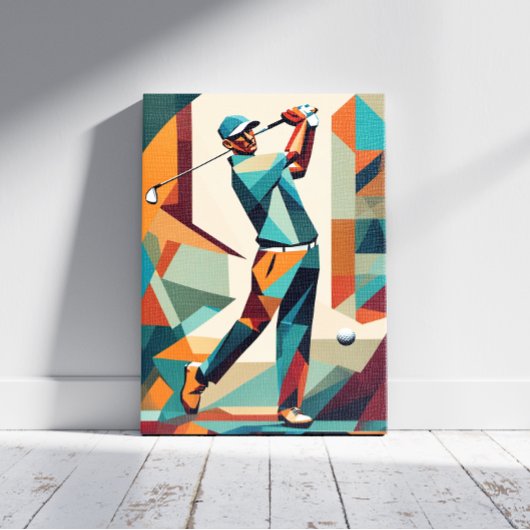 Golf speler kubisme canvas afdruk