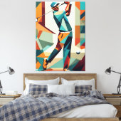 Golf speler kubisme canvas afdruk (Insitu (Slaapkamer))