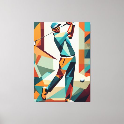 Golf speler kubisme canvas afdruk (Voorkant)