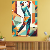 Golf speler kubisme canvas afdruk (Insitu (Woonkamer))