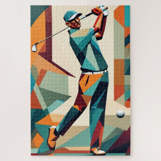 Golf speler kubist legpuzzel (Verticaal)