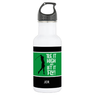 Golf Sporten Tee Citaat Grappig Zwart Groen 18 oz Waterfles