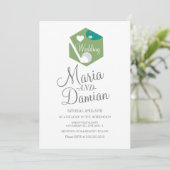 Golf Sports Grass Field Wedding Kaart (Staand voorkant)