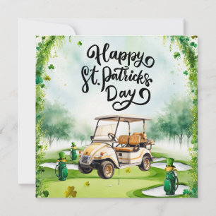 Golf St. Patrick's Day Aquarel Feestdagenkaart