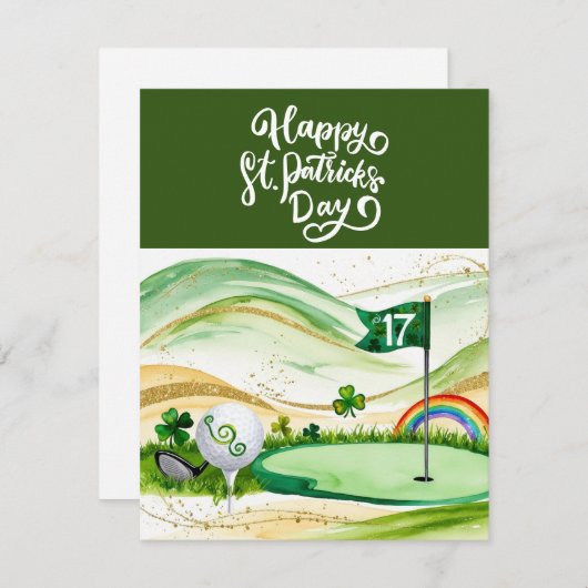Golf St. Patrick's Day Aquarel Feestdagenkaart (Voorkant / Achterkant)