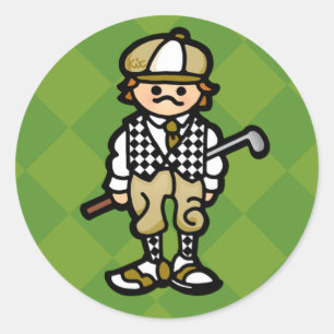 Golf Sticker. (zie, STICK in plaats van CLUB. egad Ronde Sticker