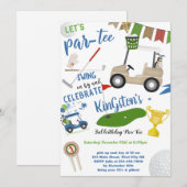 Golf Swing Birthday Invitation Kaart (Voorkant / Achterkant)