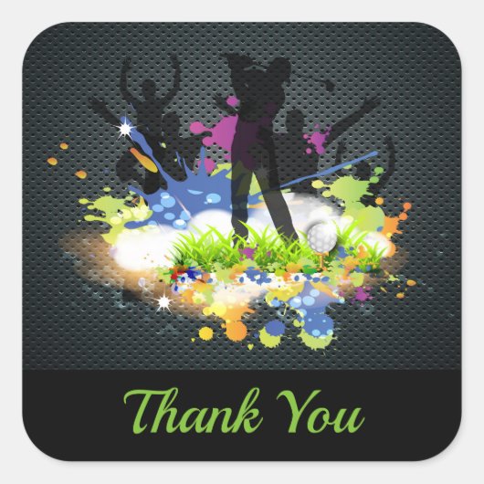 Golf Swing Supporters Gepersonaliseerde Moderne Go Vierkante Sticker (Voorkant)