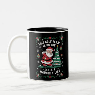 Golf Team staat op Santa's ondeugende lijst Xmas S Tweekleurige Koffiemok