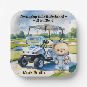 Golf Teddy Bear Het is Jongen voor Baby shower Nap Papieren Bordje