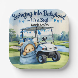 Golf Teddy Bear Het is Jongen voor Baby shower Nap Papieren Bordje