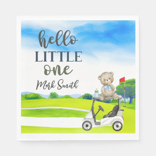 Golf Teddy Bear Het is Jongen voor Baby shower Servet (Voorkant)