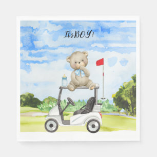 Golf Teddy Bear Het is Jongen voor Baby shower Servet