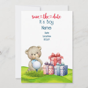 Golf Teddybeer Het is een jongen voor golfer-baby Kaart