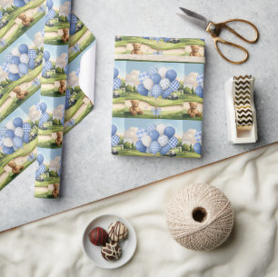Golf teddybeer met golfkar op green cadeaupapier