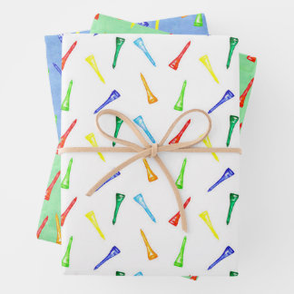 Golf Tee Golf Sport Kleurrijk Groen Blauw Inpakpapier Vel