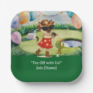 GOLF TEXAS Verjaardagsfeest voor kattenliefhebbers Papieren Bordje
