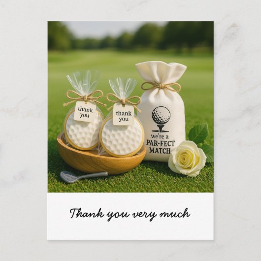 Golf thank you card with golf gifts souvenir  briefkaart (Voorkant)