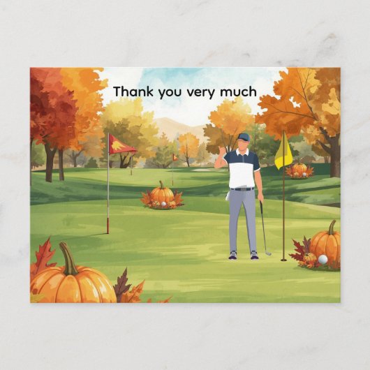 Golf Thanksgiving carte de remerciements de voeux  (Devant)