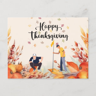 Golf Thanksgiving Herfstgroet voor Golfer Briefkaart