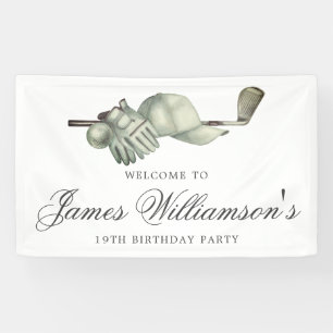 Golf Thema 19e Verjaardagsfeestje Aangepast welkom Spandoek