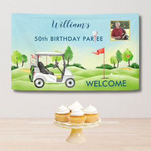 Golf Thema 50e (elke leeftijd) Foto Verjaardag Wel Spandoek