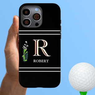 Golf Thema Aangepaste Monogram Naam Clubs iPhone 16 Pro Max Hoesje