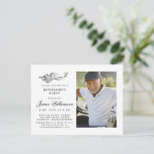 Golf Thema Retirement Party Foto Zwart Wit Uitnodiging Briefkaart (Staand voorkant)