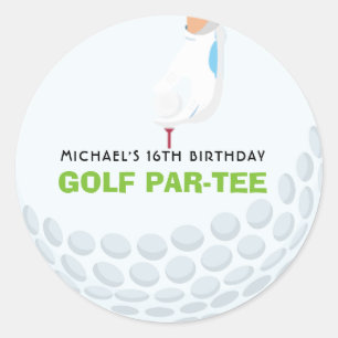 Golf Thema Verjaardag Klassieke Ronde Sticker