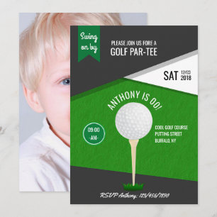 Golf Thema Verjaardagsfeest Aangepaste Foto Uitnod Kaart