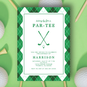 Golf Thema Verjaardagsfeestje Modern Preppy Groen Kaart