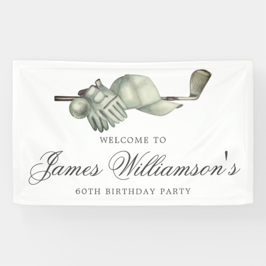 Golf Theme 60th Birthday Party Custom Welcome Spandoek (Horizontaal)