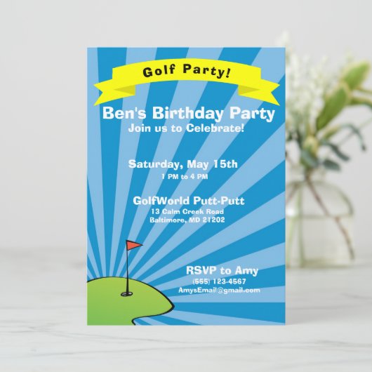 Golf Thème Anniversaire Fête Invitation (Debout devant)