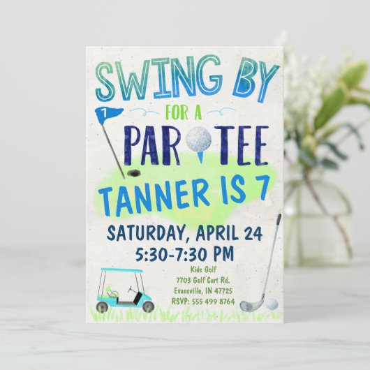Golf Thème Anniversaire Invitation (Debout devant)