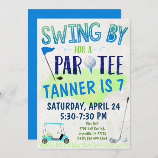 Golf Thème Anniversaire Invitation (Devant / Derrière)