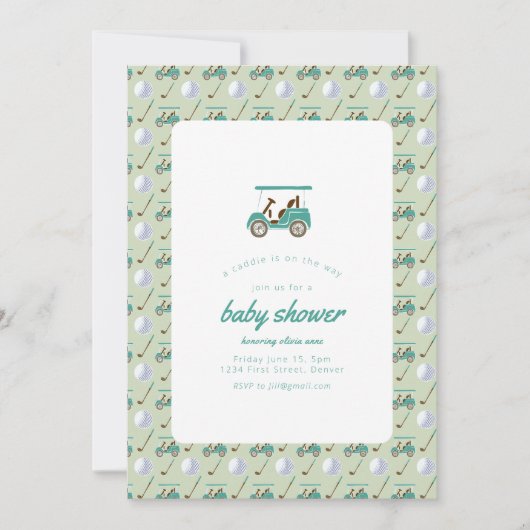 Golf Thème Baby shower Invitation Modèle (Devant)